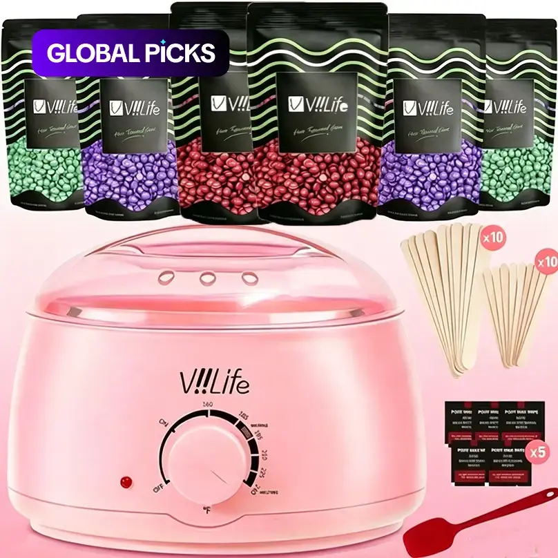 Wax Warmer Kit with Hard Wax Beads, At-Home Hair Removal Set, Facial Waxing and Waxing Supplies for Face, Body, Legs, Arms, Underarms, and Bikini for Women and Men #GLOBAL PICKS