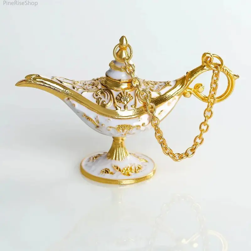 1pc Alloy Mini Retro Aladdin Palace Wishing Lamp Decorative Charm - Retro Theme, Magical Effect, Compact Size for Festivals, Small Spaces, Desk Home Decor, Luggage & Bag Accessories, Magic, Miniature, Desk Lamps, One-Piece