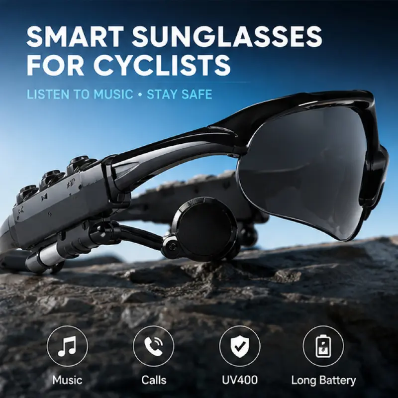 Smart Glasses - Wearable Bluetooth Audio Glasses with Voice Assistant & Touch Control, Open-Ear Speakers & Mic for Hands-Free Calls, Anti-UV Lenses, Suitable for Running, Driving, and Outdoor Activities