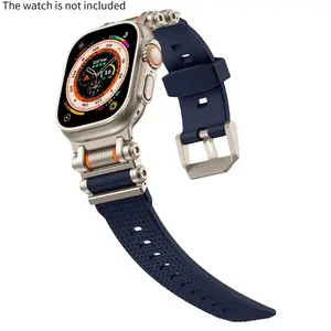 New Titanium Finish Tactical Rotating Sport Band (The watch is not included) for Apple Watch – Liquid Silicone & Metal Connectors, Fits Ultra 2/Ultra 49mm & Series 4–10/SE (44–46mm), Great Summer Gift for Men summervibes☀️