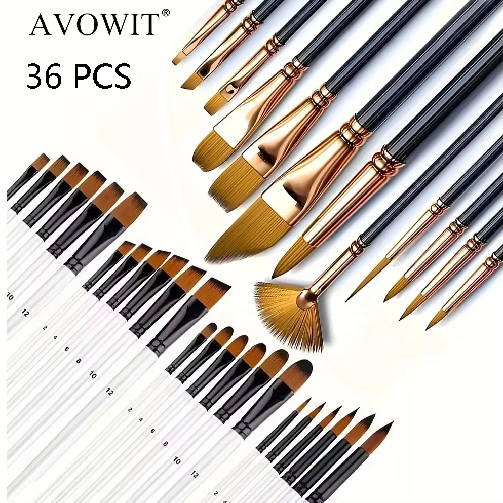 36-Piece Art Brush Set, Multi-Functional Acrylic, Oil, Watercolor Brushes, Ideal for Students and Beginners, Perfect for Creative Projects