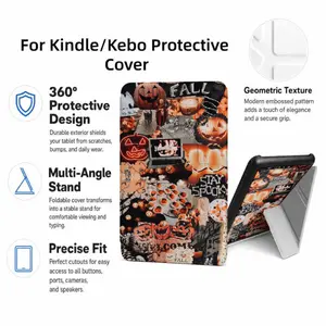 For Kindle/Kobo/Tolino Case, with stand Fall Pumpkin Halloween Spooky Pattern for New Kindle 11Th 2019, for Kindle 11th Generation Case for Kindle 11Th (2022/2024), 6-Inch, 7-Inch Kindle Paperwhite 12Th Generation 2024 Vision Color (2024) /Vision 6 (2021）