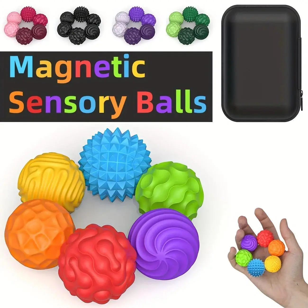 Silicone Magnetic Fidget Balls, Ball Stress Relief Toys, Sensory Activities Tools for Autism & Anxiety Relief, Stocking Stuffers for Adults