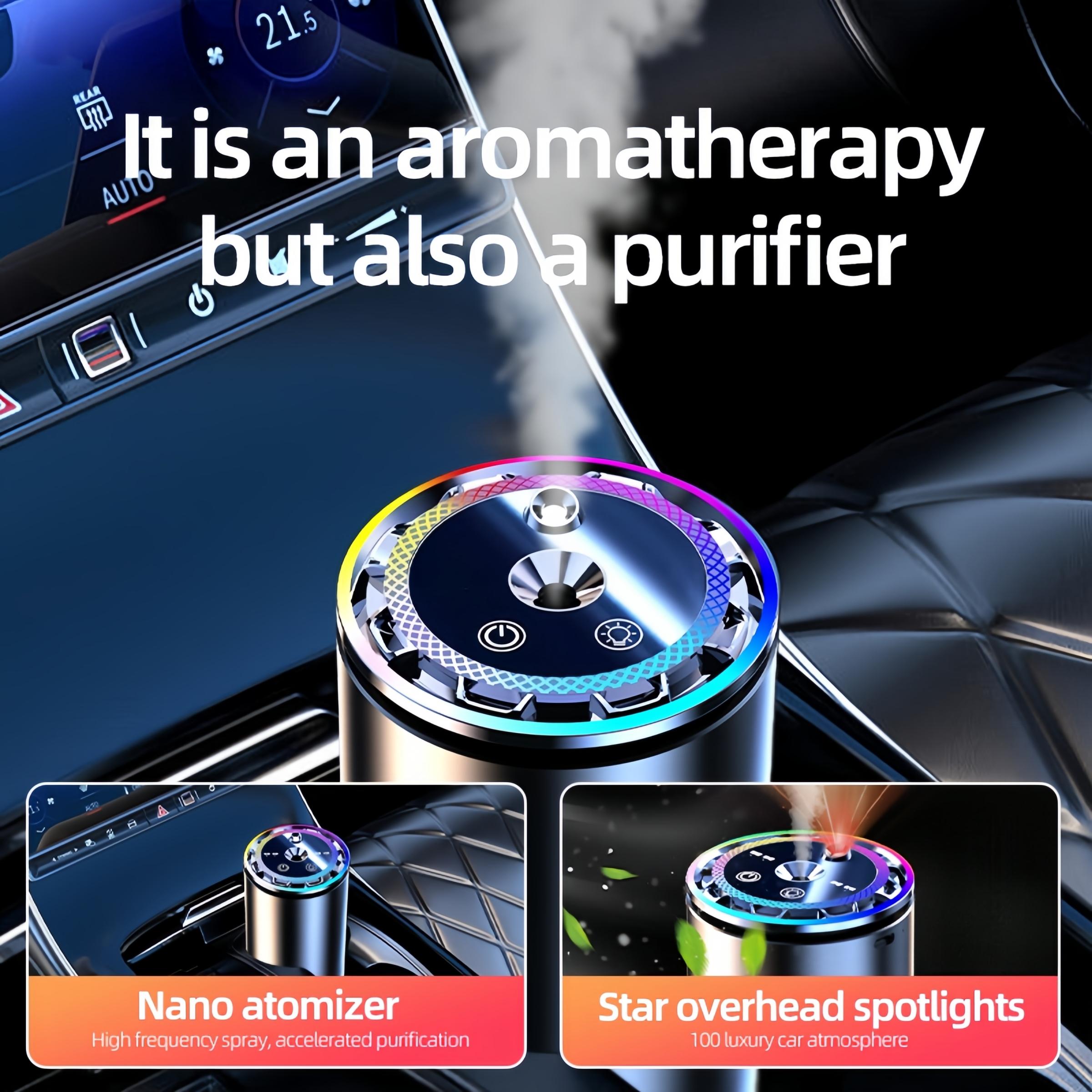 Portable Smart Aromatherapy Diffuser, USB Humidifier, Scent Humidifier with Starlight Projector, Starry Projection, Battery Powered, 7 Color Changing Lights, Home & Car Decor Gift