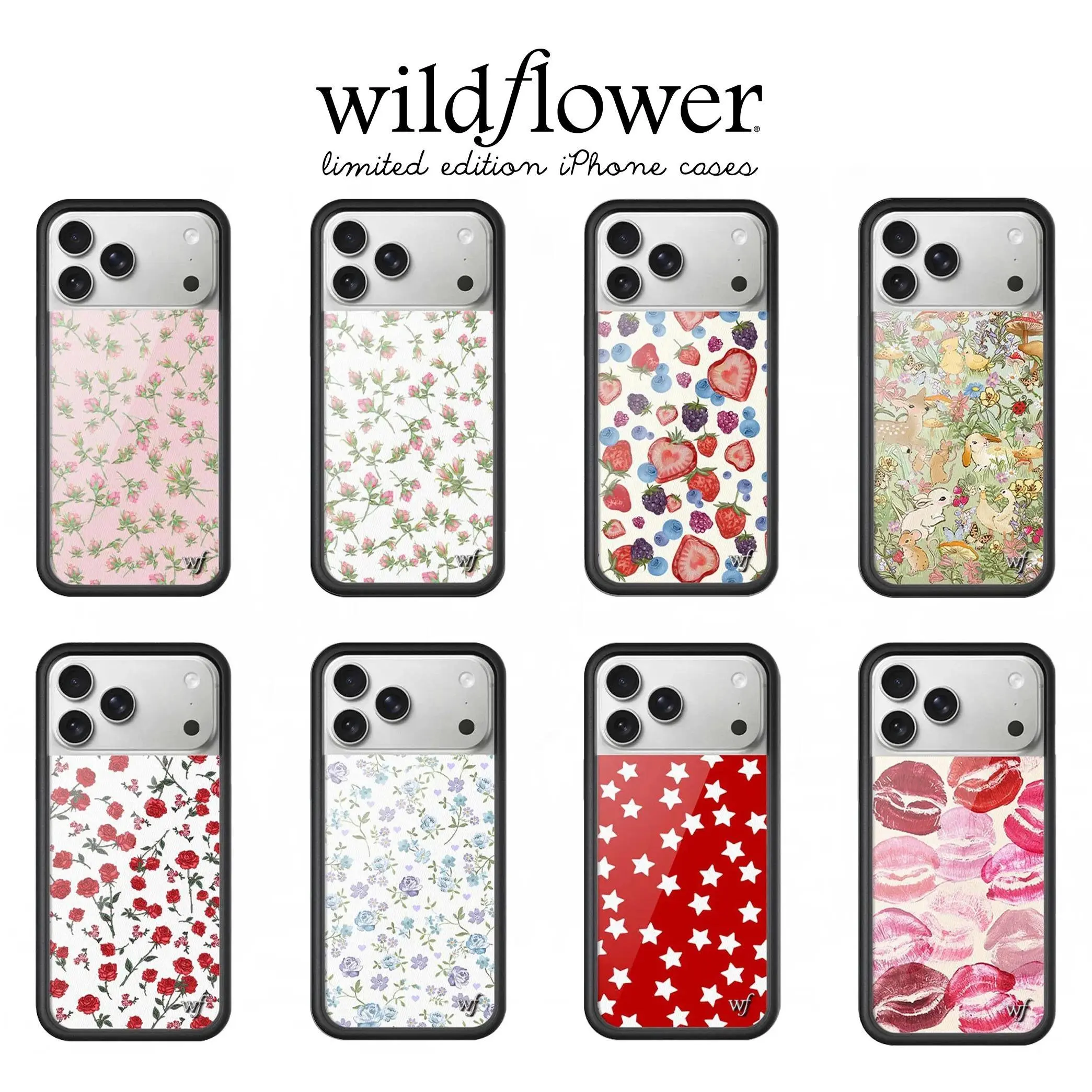 Wildflower 3D Cartoon Rabbit & Flower Phone Case for iPhone 12 13 14 15 16 17 Pro Max Plus, Fashion Red Lips WF Cover