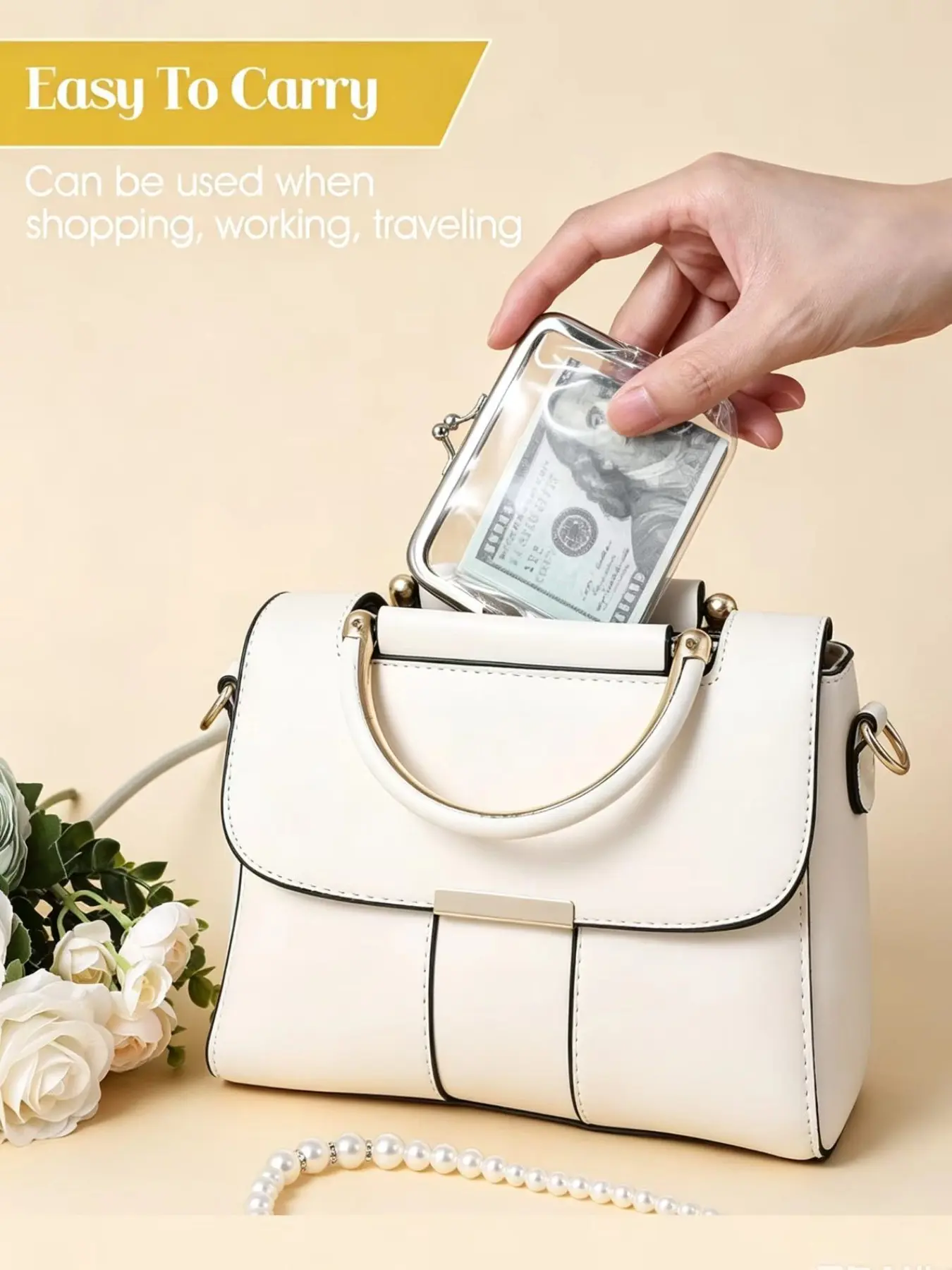 2 Pcs Clear Coin Purse Small Transparent Wallets For Women Metal Kiss Lock Change Pouch Jelly Wallets Pvc Kiss-Lock Clear Wallet Transparent Change Purse Kiss Lock Plastic Pvc Coin Wallet For Wome