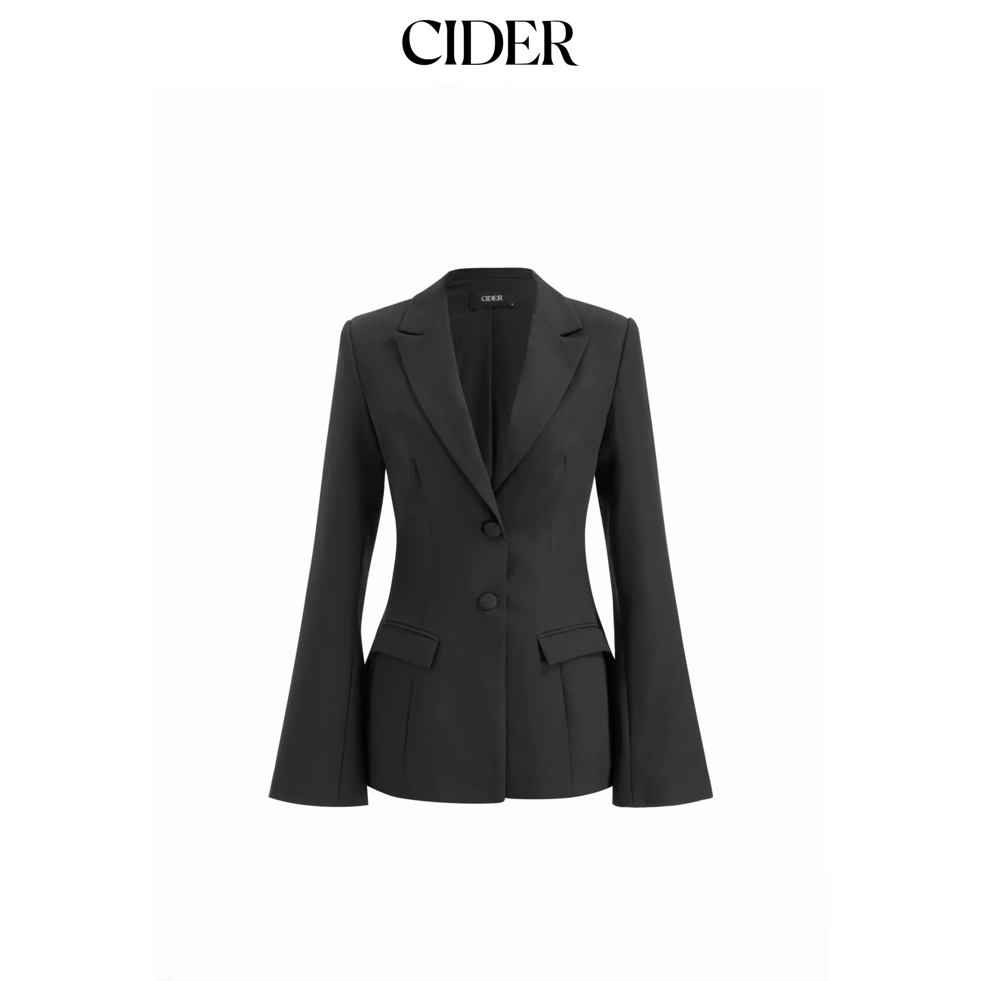 Cider Notched Collar Bell Sleeve Button Blazer SohoChic