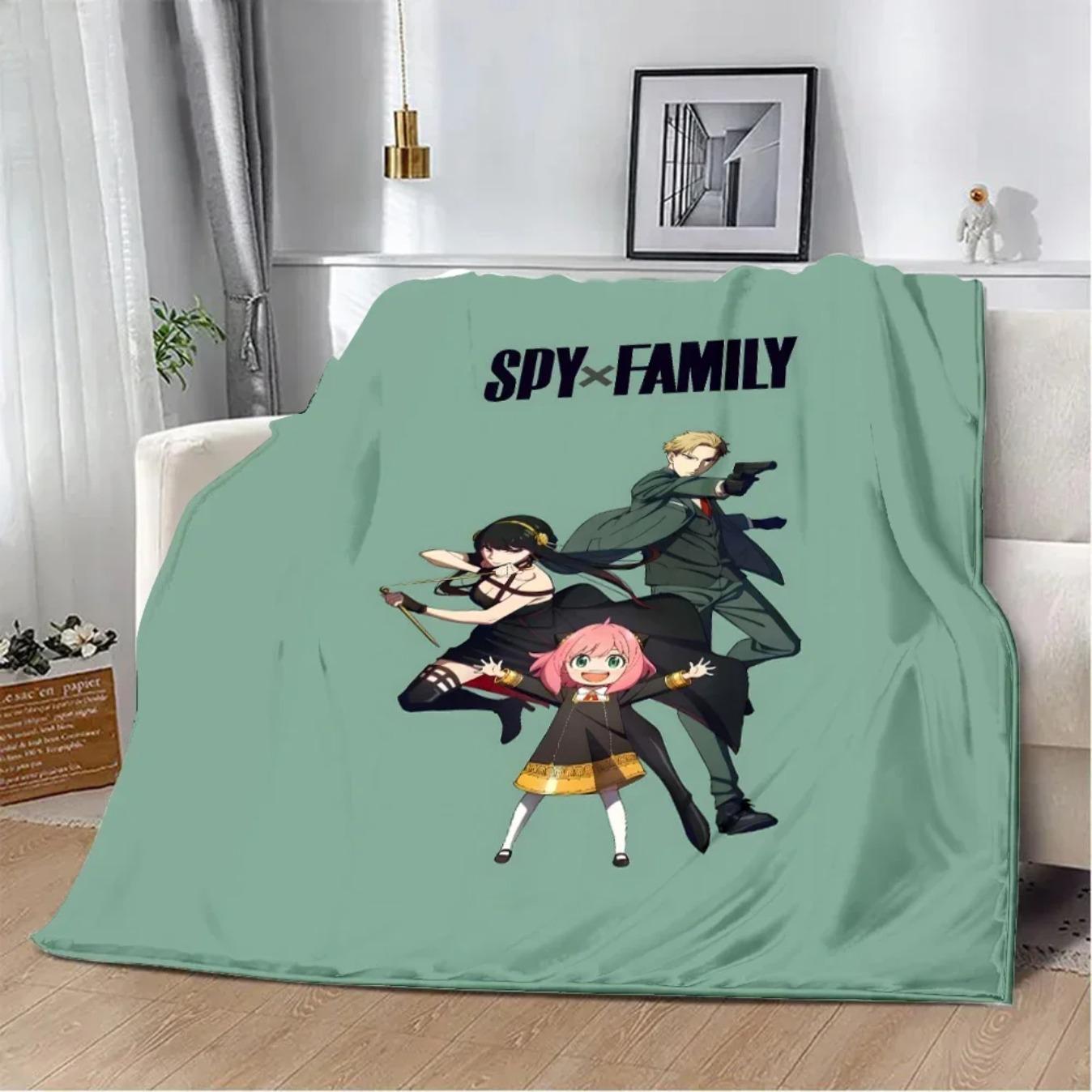 Spy x Family Anime Cartoon Printed Flannel Blanket Soft Cozy Warm Throw Blanket for Sofa Bed Picnic Travel Home Decor Birthday Gift for Fans
