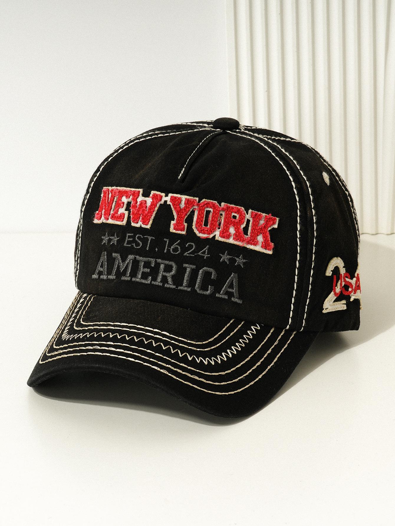 Unisex fashion baseball cap with NEW YORK letter embroidery, versatile for sun protection and cycling