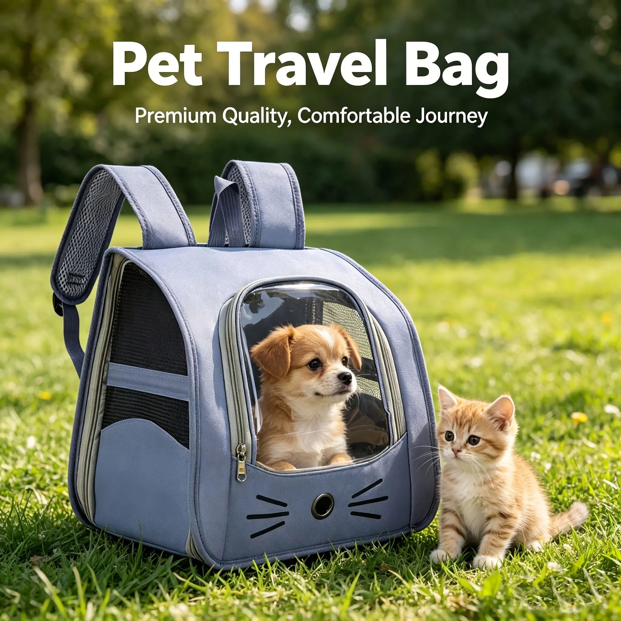 Pet backpack with padded set, breathable cat and dog travel bag combination, portable pet bag with mesh window, perfect for outdoor, hiking and daily walking, Outdoor Animal Carrier, Puppy Carrier
