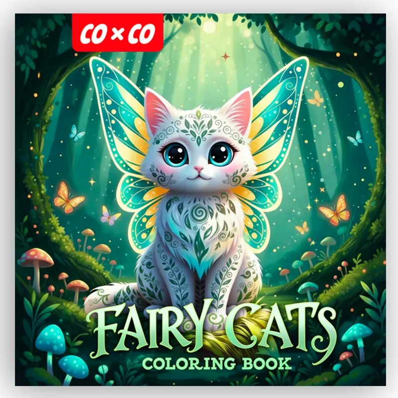 High-Popularity Forest Elf Cat Doodle Coloring Book with Crown Cats and Flower Sea Mushrooms, Single-Side Printing Not Bleeding, Perfect for Anxiety Relief and Cat Lovers, Budget-Friendly and Stylish Gift for Beginners and Girls