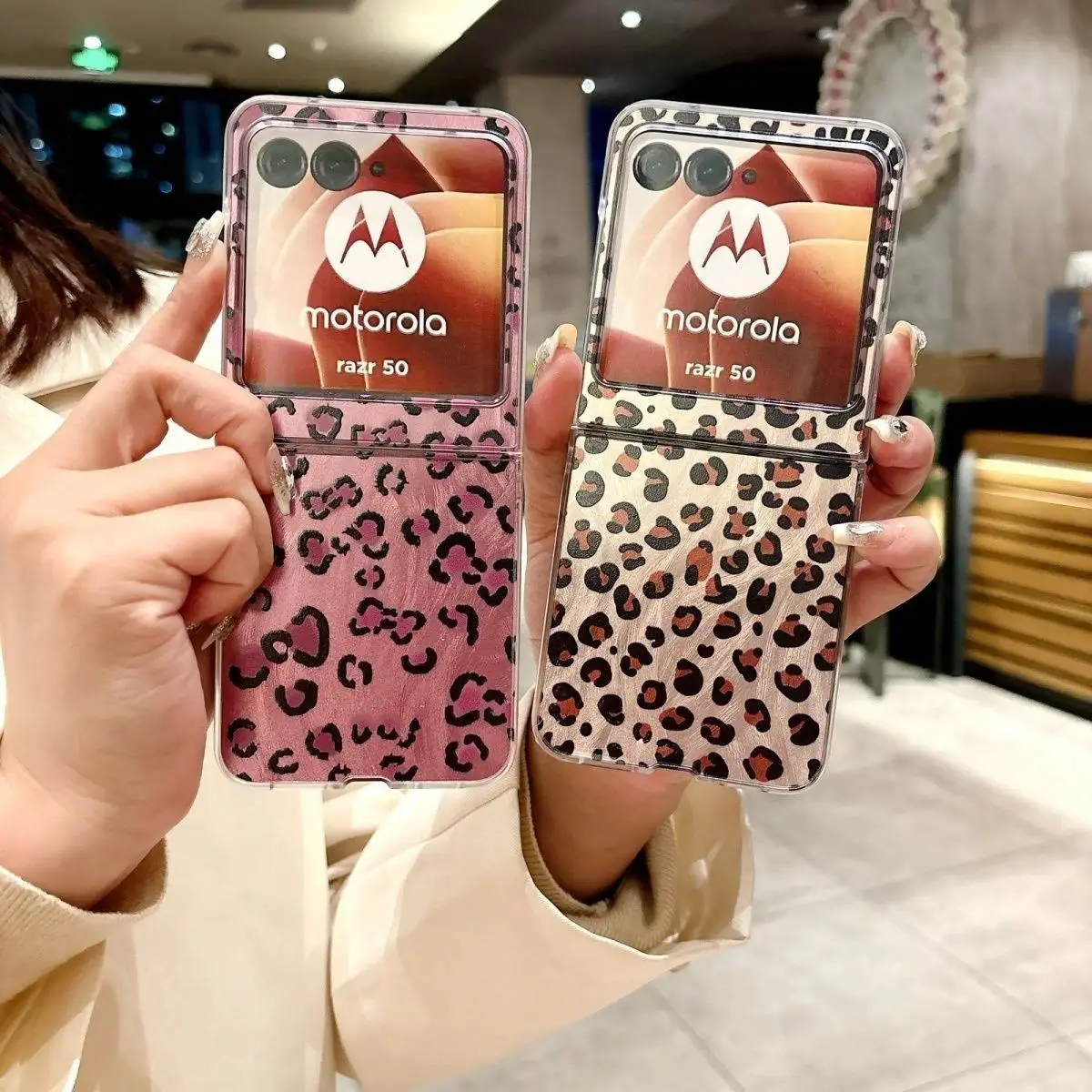 Fashion Leopard Pattern Phone Case for Motorola Razr 60 50 40 Ultra Razr Plus 2025 2024 2023 Protective PC Hard Shell Back Cover