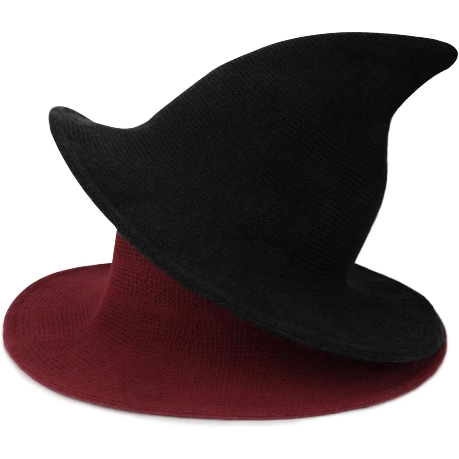 Womens  Felt  Hat Modern Halloween Costume Knitted Wizard Hat Cap 2 Pack