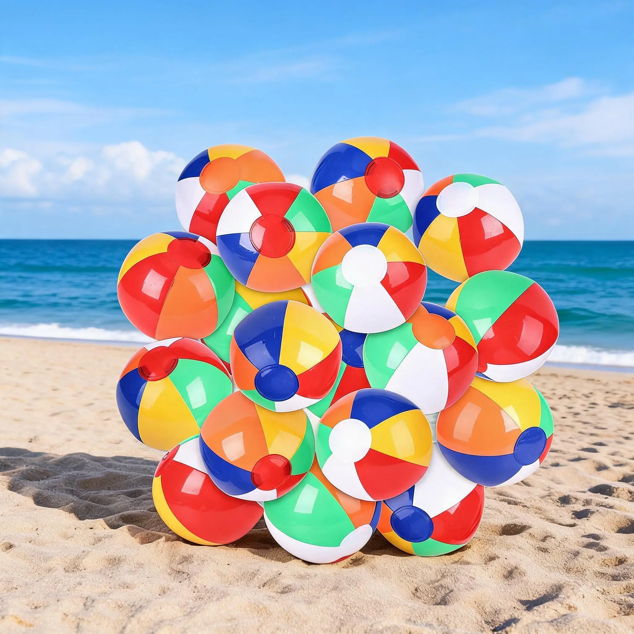 Garvee 18-Pack Round 8in/20cm Inflatable Rainbow Beach Balls for Kids - Pool & Water Play, Summer Beach Games, Party Bag Fillers, 8In Size, Floating