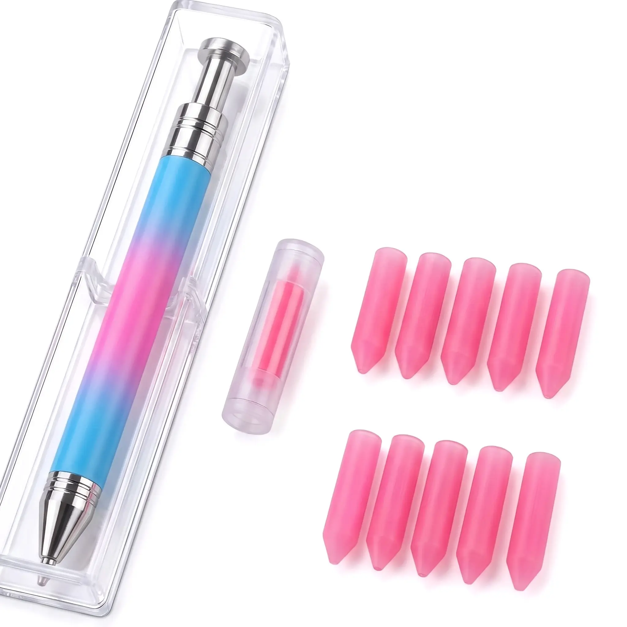 Luxury Diamond Painting Nail Art Tool Set with Self-Adhesive Beads, Gem Picks and Replaceable Wax Sticks, 3 Counts, Diamond Art Tools