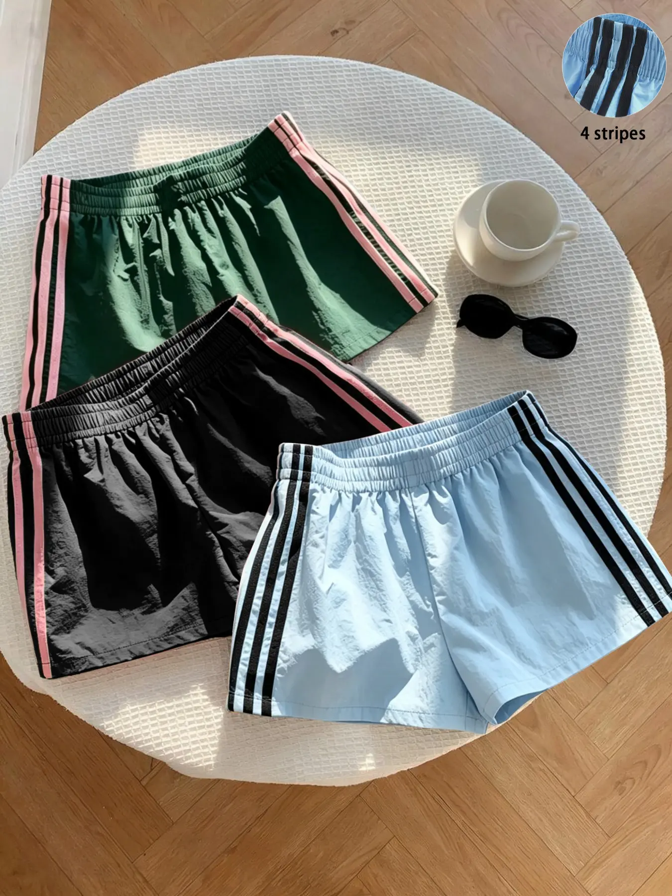 Women's Summer Striped Lightweight Athleisure Shorts, Elastic Waist Loose-Fit Workout Shorts, Casual Beachwear, Multiple Colors Available, Loose Sporty Shorts Women's Summer Striped Lightweight Athleisure Shorts, Elastic Waist Loose-Fit Workout Shorts, Casual Beachwear, Multiple Colors Available, Loose Sporty Shorts