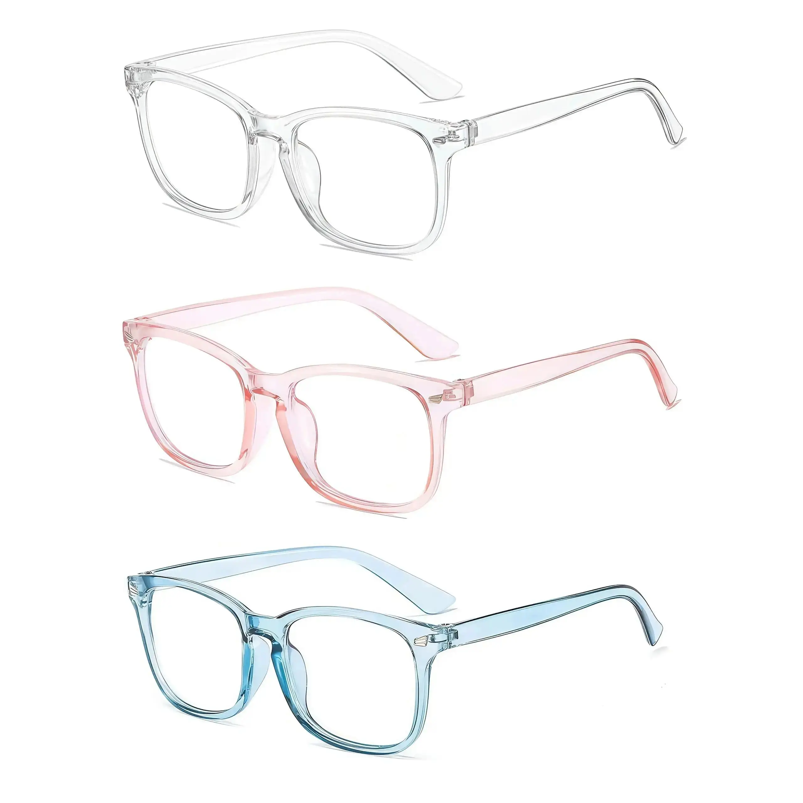 2026 NEW 3 Pairs of Ultra-Light Candy-Colored Artistic Glasses Playful Eyewear for Everyday Fashion Lightweight & Trendy Glasses for Casual Wear, Outfits & Fun Style, Trendy Casual Outfit Matching Frames