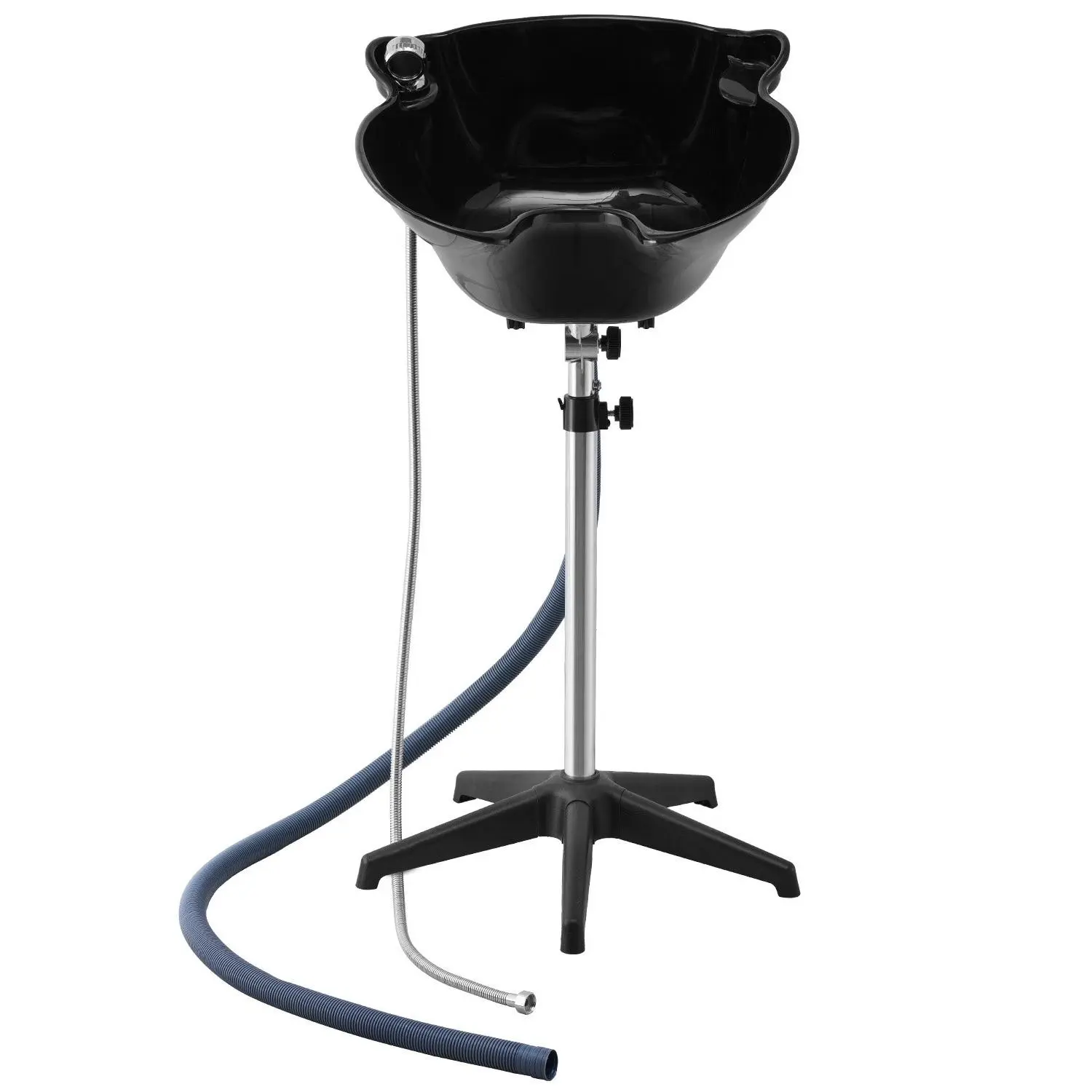 VEVOR Portable Shampoo Bowl, 20.47x20.67x(38.98-53.15)in/520x525x(990-1350)mm 6.83lbs Deep Sink with Adjustable Height-Angle, Drain Hose, Shower Head, Lightweight for Barber Salon & Home Comfortable Use, Black, 20.47 X 20.67 X (38.98-53.15) In, 520 X 525