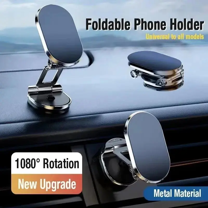 Magnetic Car Mobile Phone Holder Foldable Phone Bracket Magnet Cell Phone Stand GPS Navigation Support For iPhone Xiaomi Huawei