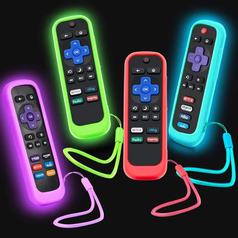 4-Piece Protective Case for Roku Remote Controls, Universal Replacement Silicone Cases for Hisense/TCL Roku TV Vaporizers/Express Controllers