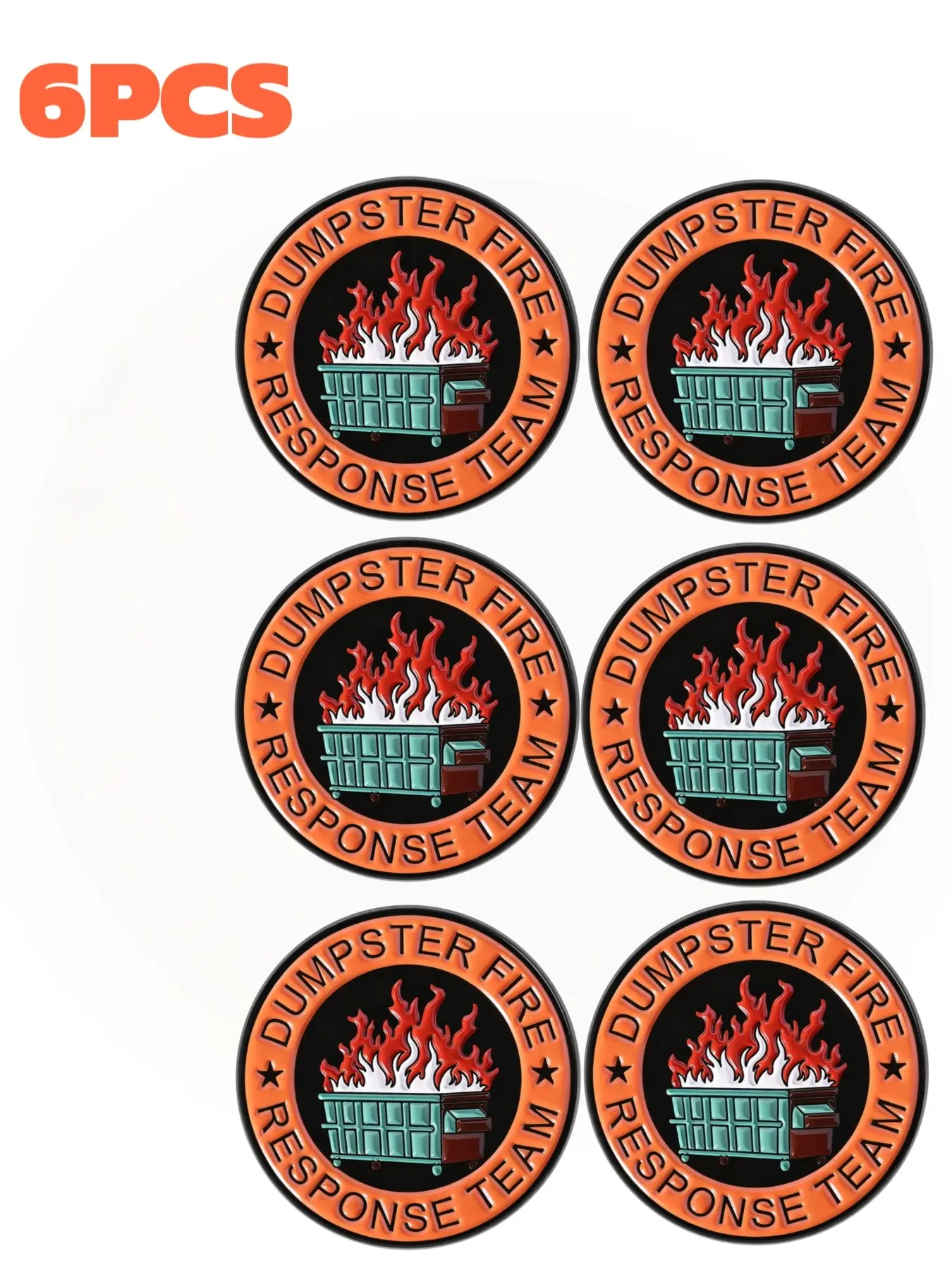 6pcs Dumpster Fire Response Team Brooches - Lapel Brooch Pin Clip Funny Coworker Gifts, Alloy Enamel Pins for Jackets Hats Backpacks, Humorous Employee Appreciation Jewelry, Novelty Meme Badges for Men & Women