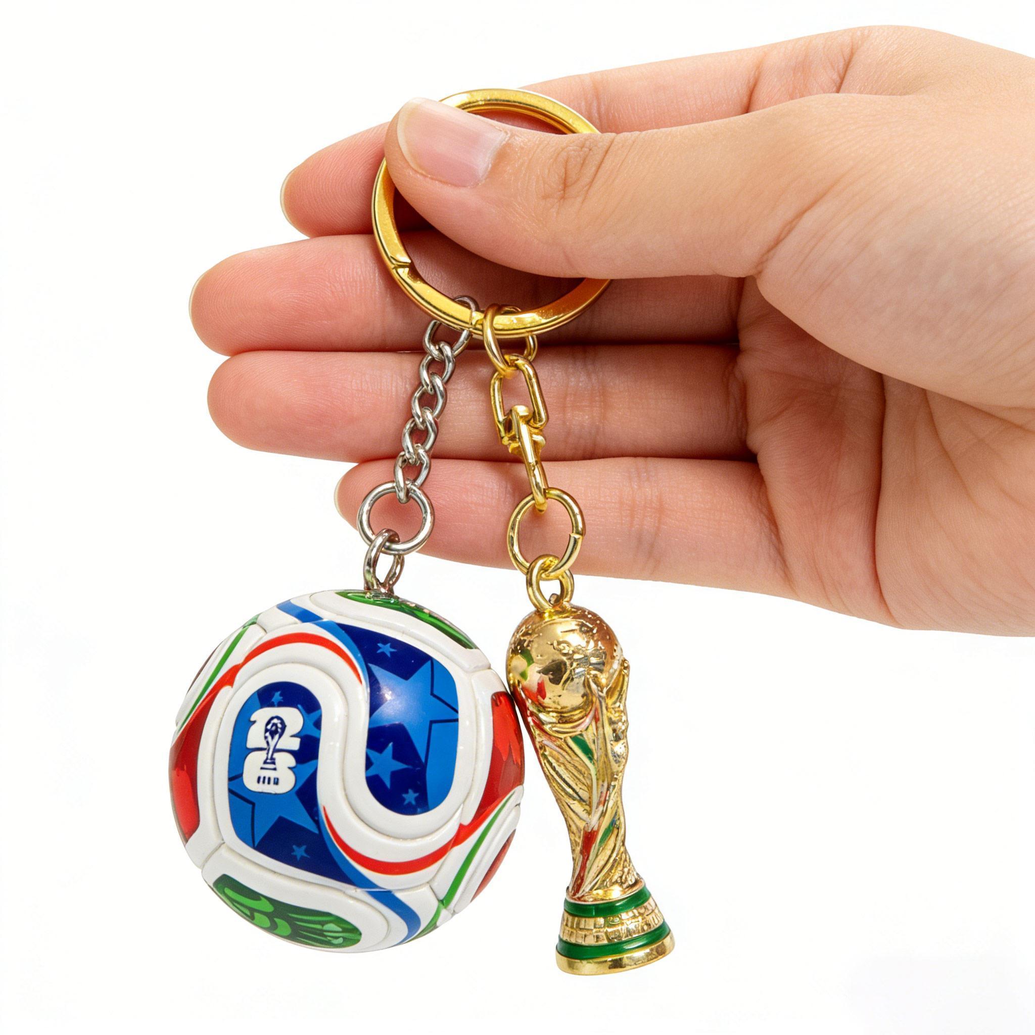 Aesthetic 2026 World Cup Keychain - 3D Gold Trophy Soccer Pendant, Trendy Backpack Accessory, Soccer Fan Keepsake, Durable Sports Souvenir Keyring
