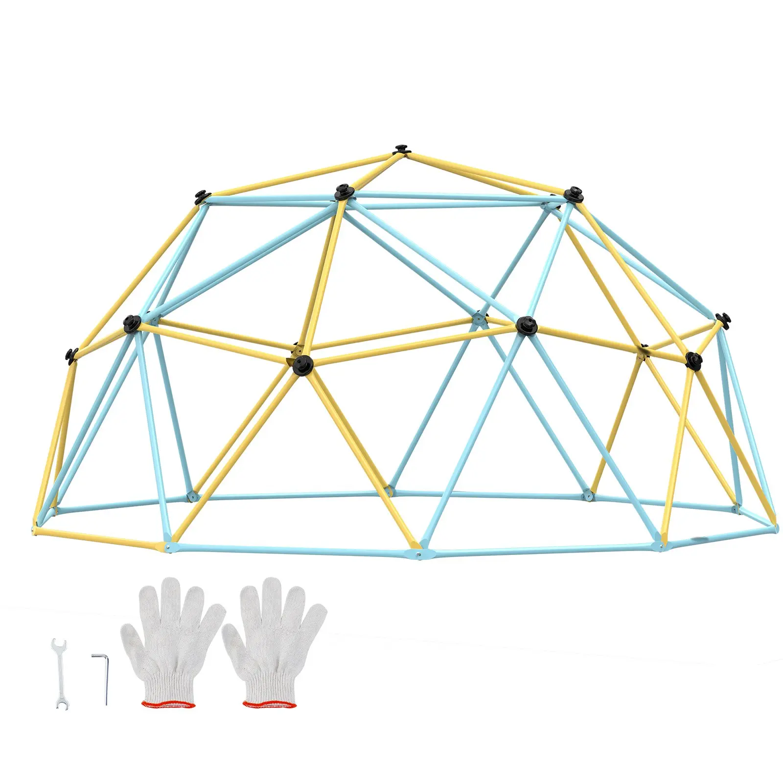 VEVOR 12FT Geometric Climbing Dome Jungle Gym, 750 lbs Capacity, 4-5 Kids Support, 144x144x71.7in (366x366x182cm), 99.2 lbs Unit Weight, Climbing Grip, Easy Assembly, Outdoor Backyard Play Equipment for 3-10 Yrs Old