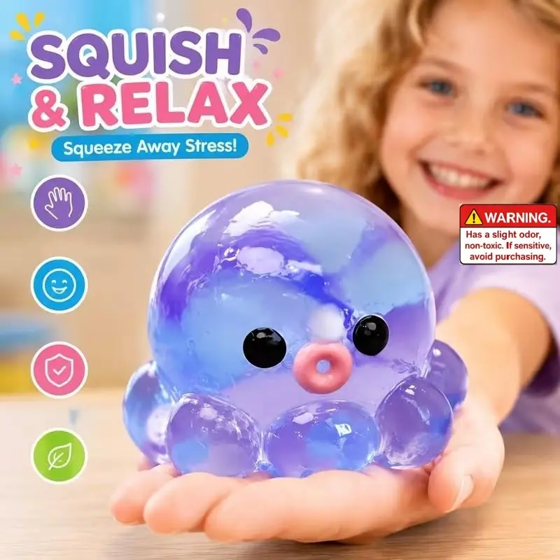 Transparent TPR Octopus Squeeze Fidget Toy, Slow Rebound Relaxing Sensory Toy, Fun Bouncy DIY Octopus Squishy, Squishy Fidgets, Moldable Marine Creature Shaped Stress Relief Tool, Perfect Relax Toy for Kids