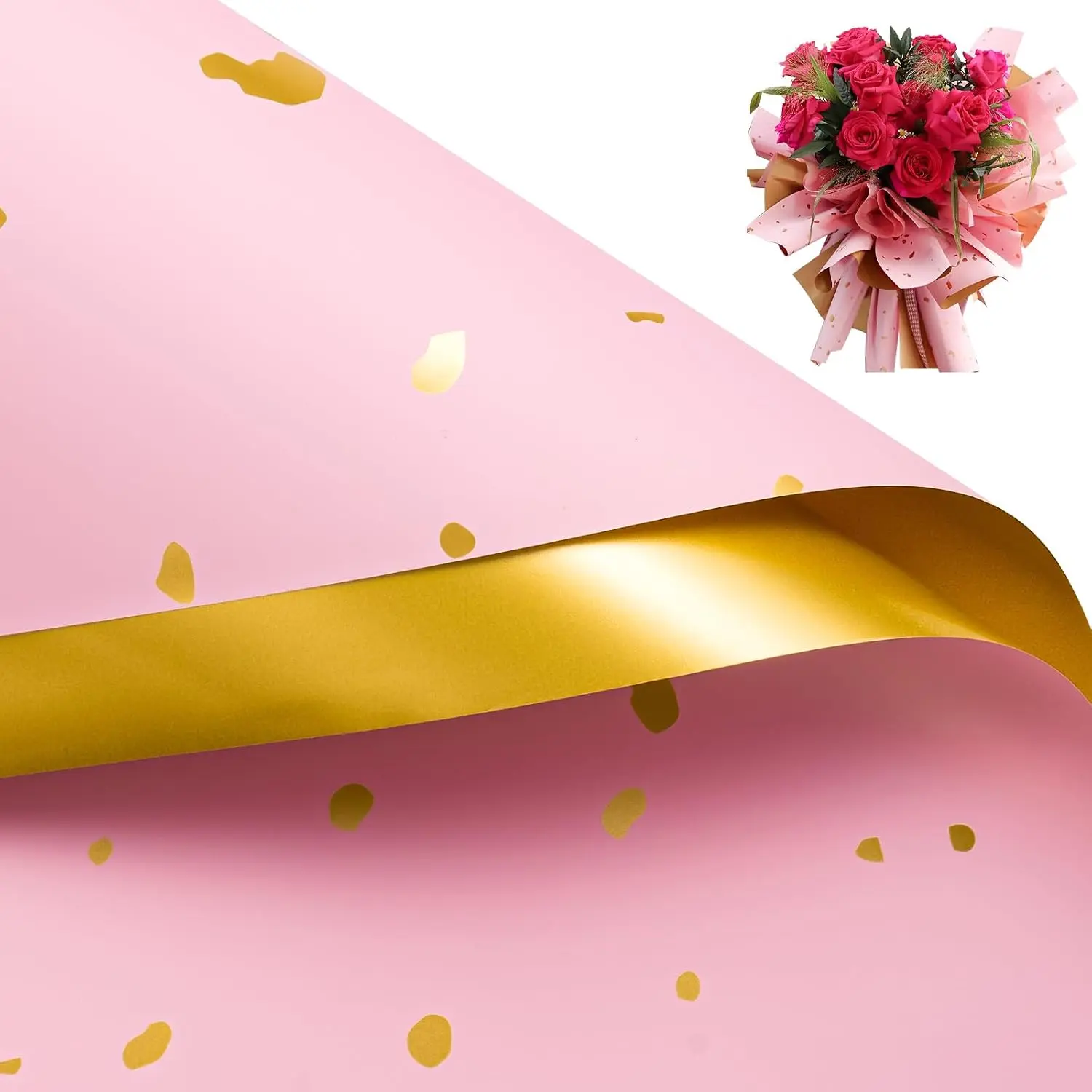 20 Sheets Flower Wrapping Paper - 22.4 x 22.4 inch  and Sprinkle  Water-Resistant Floral Bouquet Wrapping Paper, Florist Supplies Packaging for Graduation Ceremony  DIY