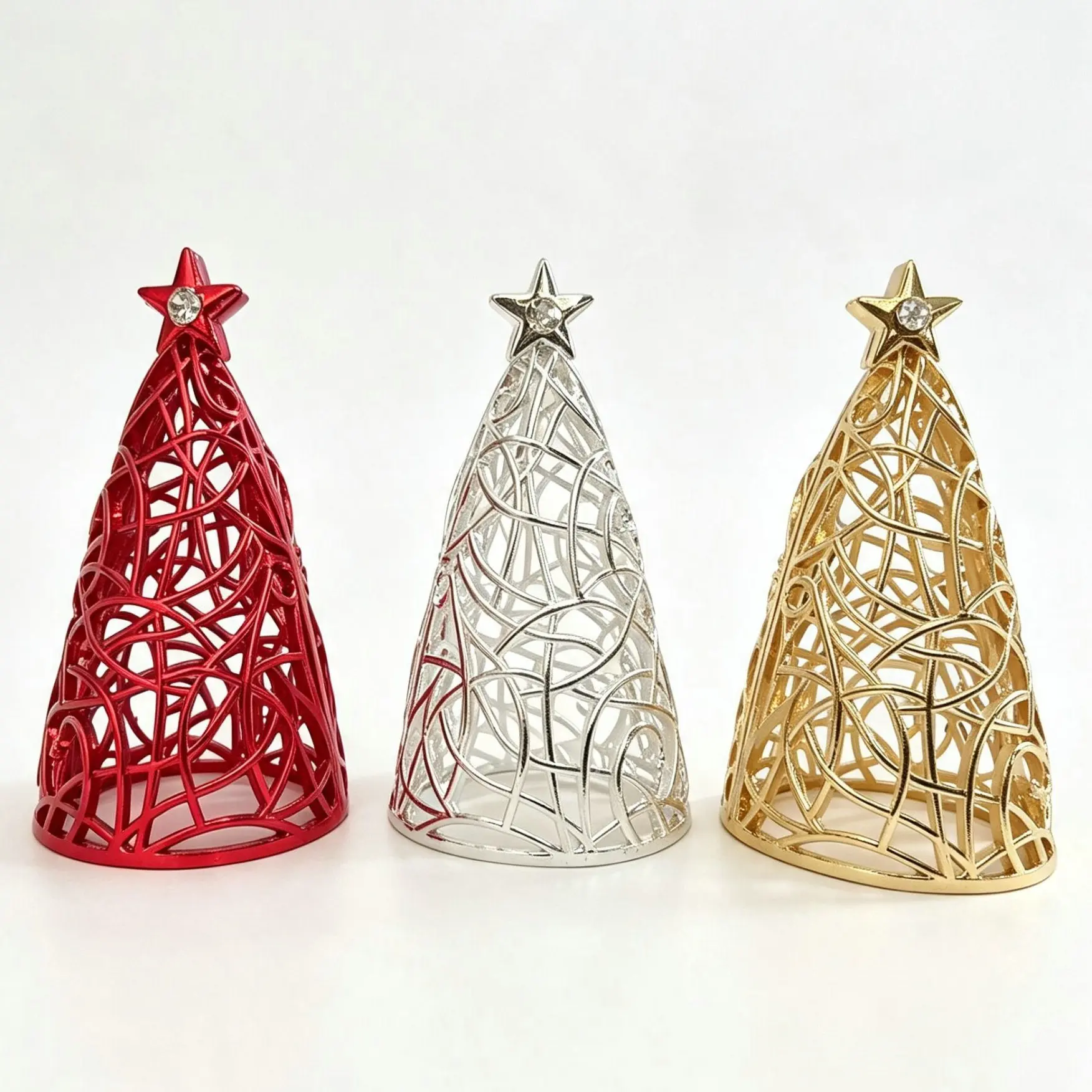 Hollow Out Alloy Christmas Tree, Desktop Decoration, Car Ornament, Festive Holiday Decor, Durable Metal Design, Perfect Gift Idea