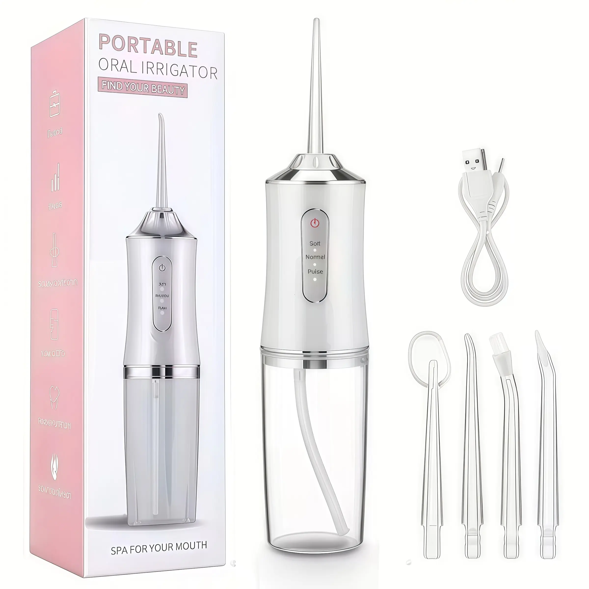 Water Flosser Oral Cleaner USB Rechargeable, Dental Cleaning Tools, Removes Stubborn Debris, Gum Care Mode, Adults' Dental Hygiene Tool