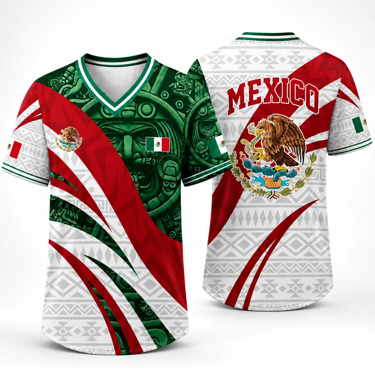 Mexican-Inspired Cultural Graphic, Unisex V-Neck Jersey Shirt, Lightweight Breathable Polyester Graphic Top for Men & Women, Summer Festival, Vacation, Party Wear,Size S-5XL, clothes, outfits, men's wear, men fashio