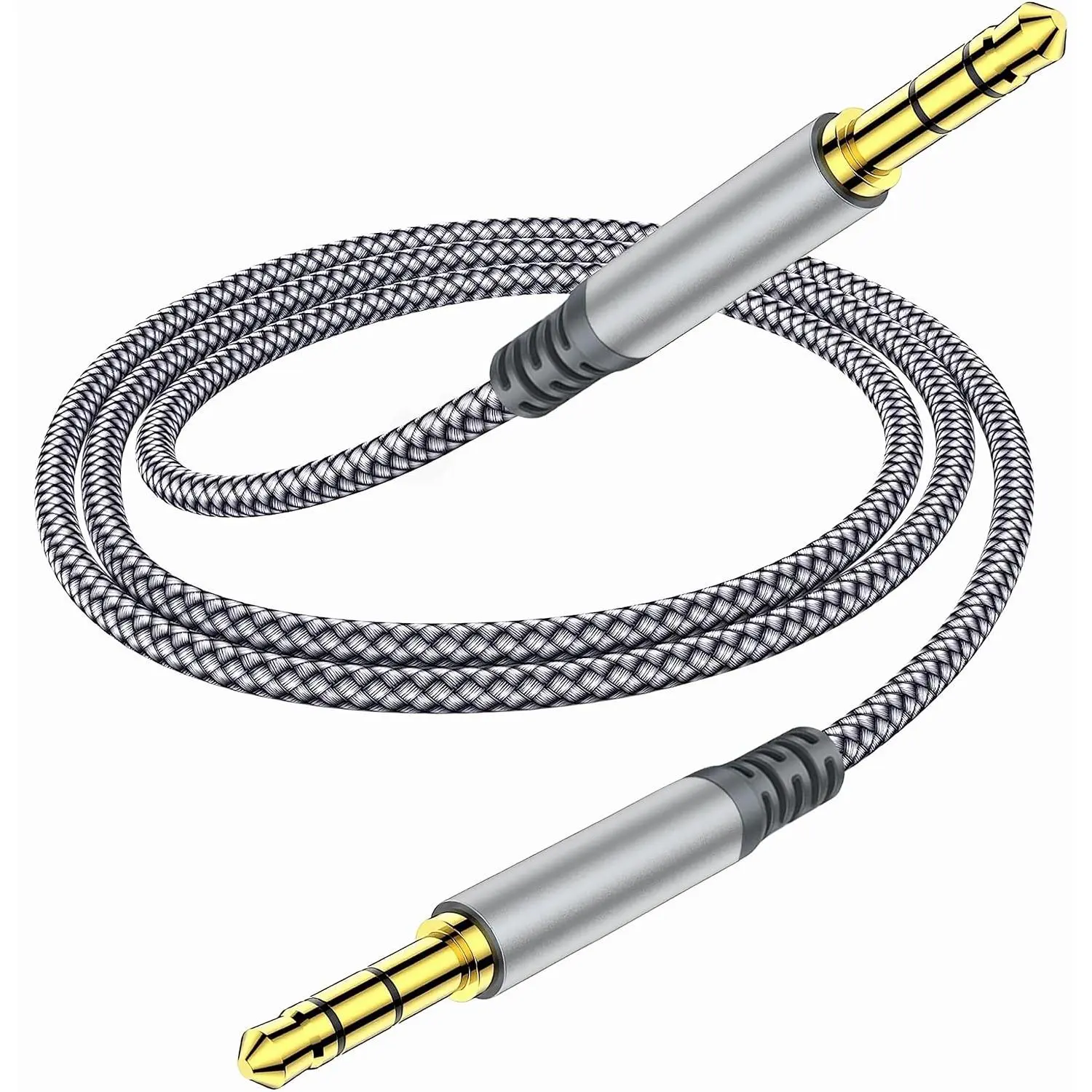 3.5mm Nylon Braided Aux Cable (6.5ft/2m) - Male to Male Audio Auxiliary Cord for Headphones, Car, Home Stereos, Speaker, iPhone, iPad, iPod, Echo - Gray,Intelligent,Touch,ANC,Wireless,Noise,Cancelling,Lightweight,In-Ear,wh,1000x,fitness,ea,ip,silent,party