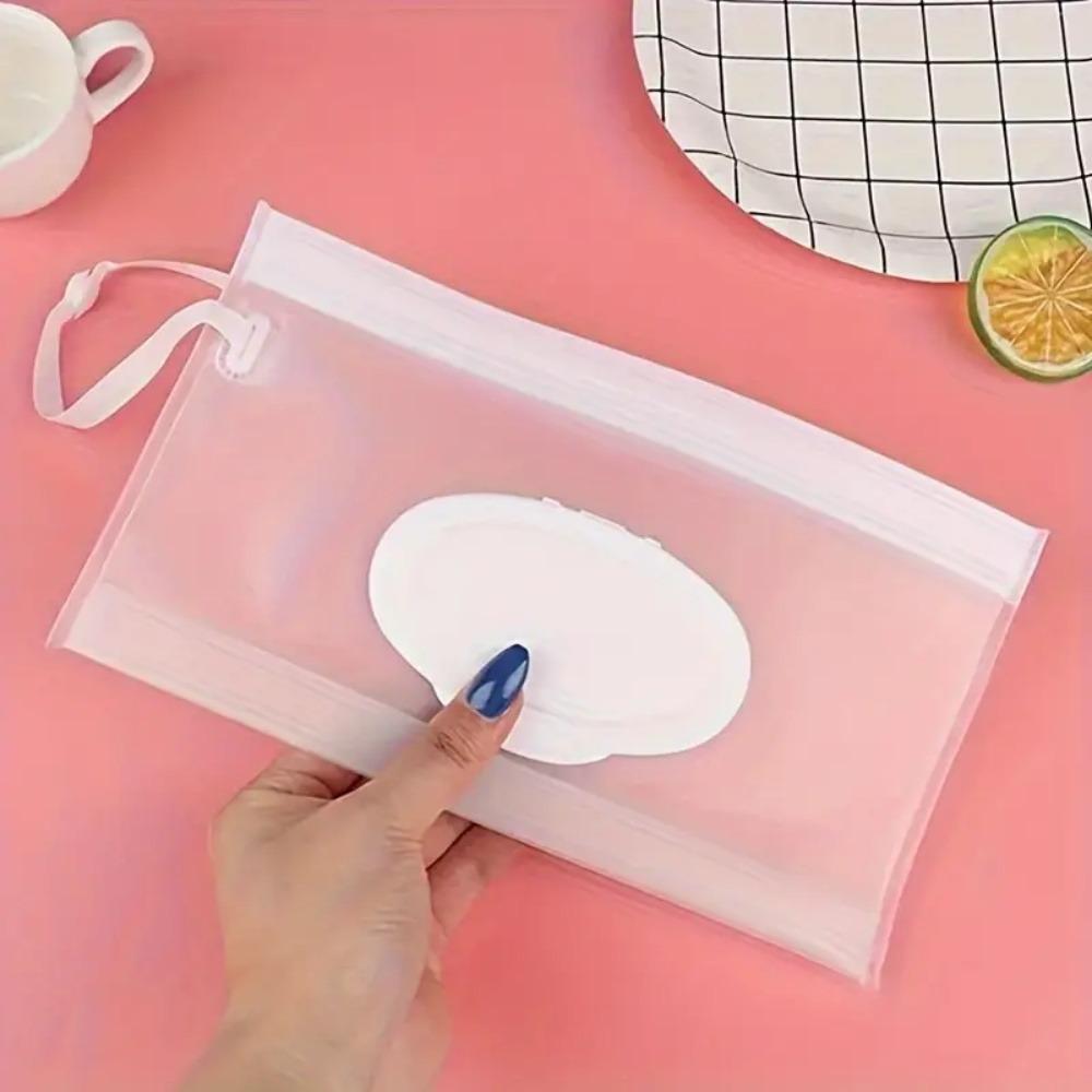 1pc Portable Refillable Wet Wipe Pouch, Reusable Travel Wipes Holder & Case, Lightweight Flushable Diaper Wipes Container for Baby (Clear)