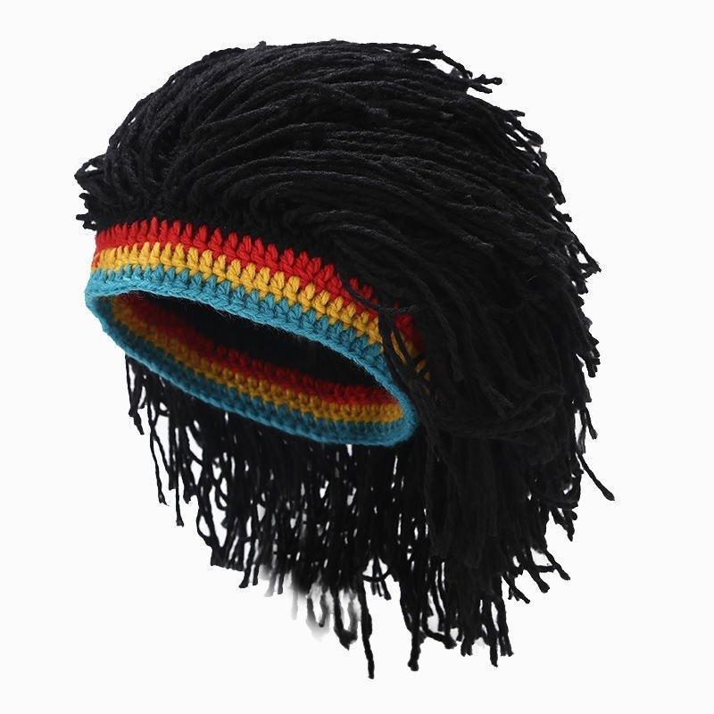 Unisex Synthetic False Braid Dreadlock Wig Beanie Caps Handmade Crochet Hat Gorro Rasta Jamaica African Party Hip Hop Dance Hat