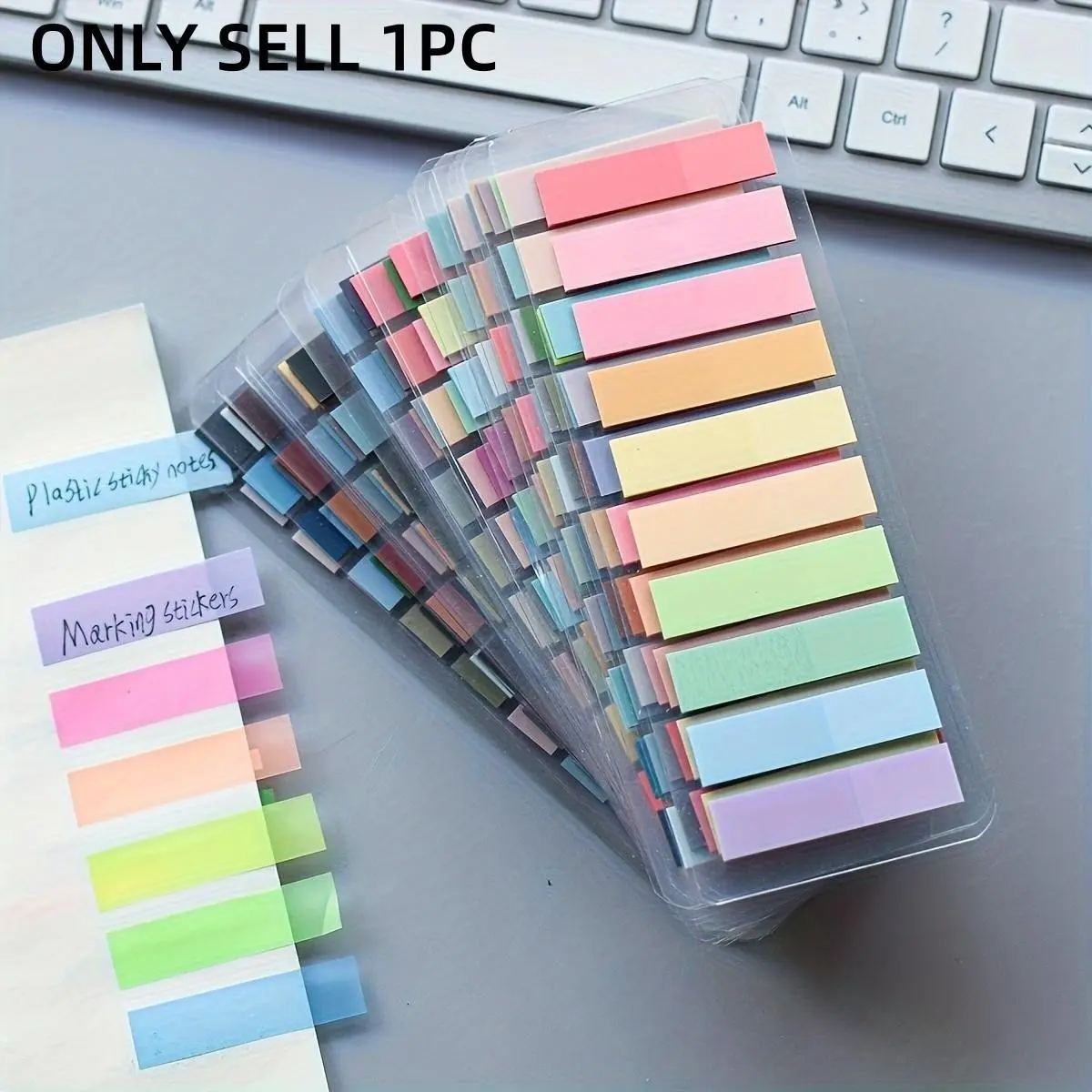 200 Sheets/sticker Pack, European Retro Fluorescent Pet Transparent Sticky Notes, Morandi Color-Coded Labels, Rectangular, 10 Mixed Colors