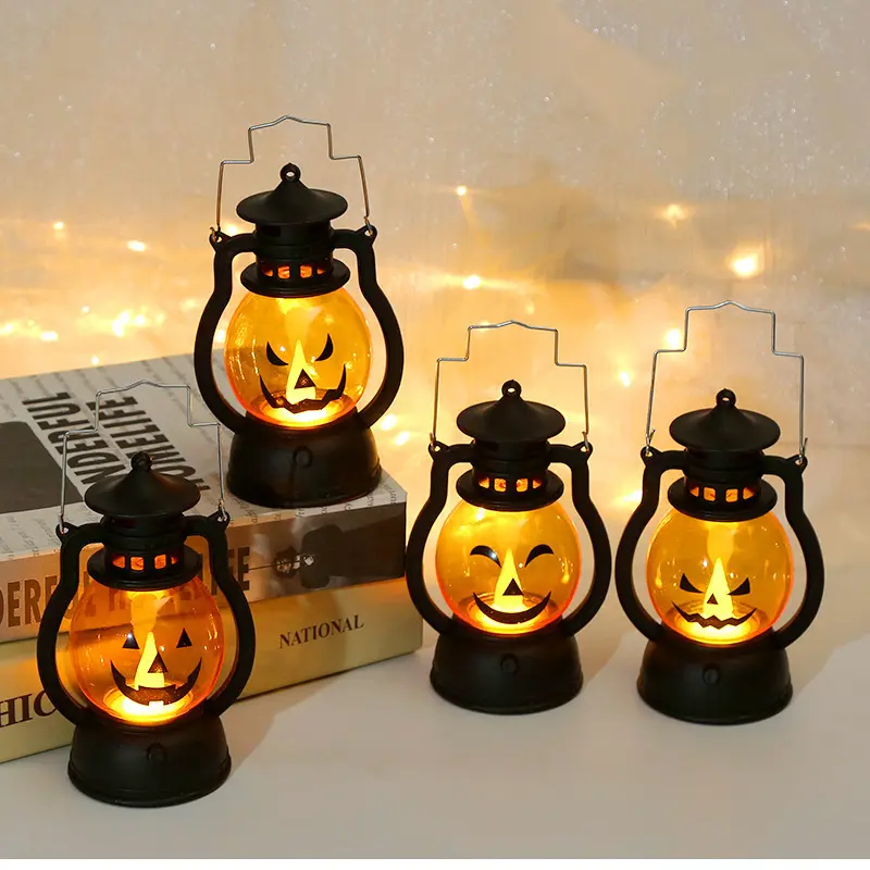 1/4PCS Halloween Pumpkin Lantern, LED Jack O Lantern Light Decoration for Indoor Home Decor, Fall Tabletop Pumpkin Light, Spooky Halloween Party Decorations for Shelf Window Bedroom Ornaments