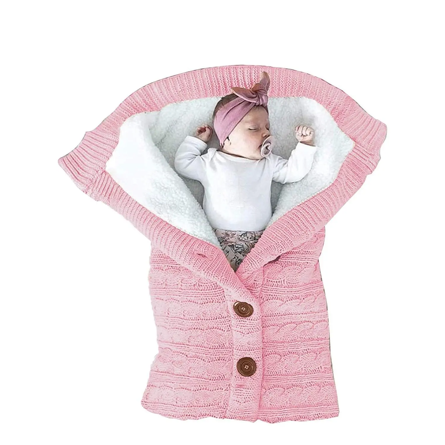 Unisex Infant Fleece Knit Swaddle Blankets - Soft, Thick Stroller Wraps for 0-3 Months Baby Girls & Boys (Light Pink), High-Quality Items, All Seasons Blankets & Throws, Affordable Prices, Infant Swaddle Blanket