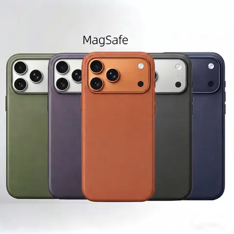 Woven Fabric MagSafe-Compatible Protective Cellphone Case - Raised Bezels, Shockproof, Non-Slip, Durable Accessory for iPhone 13/14/15/16 Pro, Pro Max & 17 Air, Retro Bag-Inspired Hyperrealism Glam Design for Handheld Devices