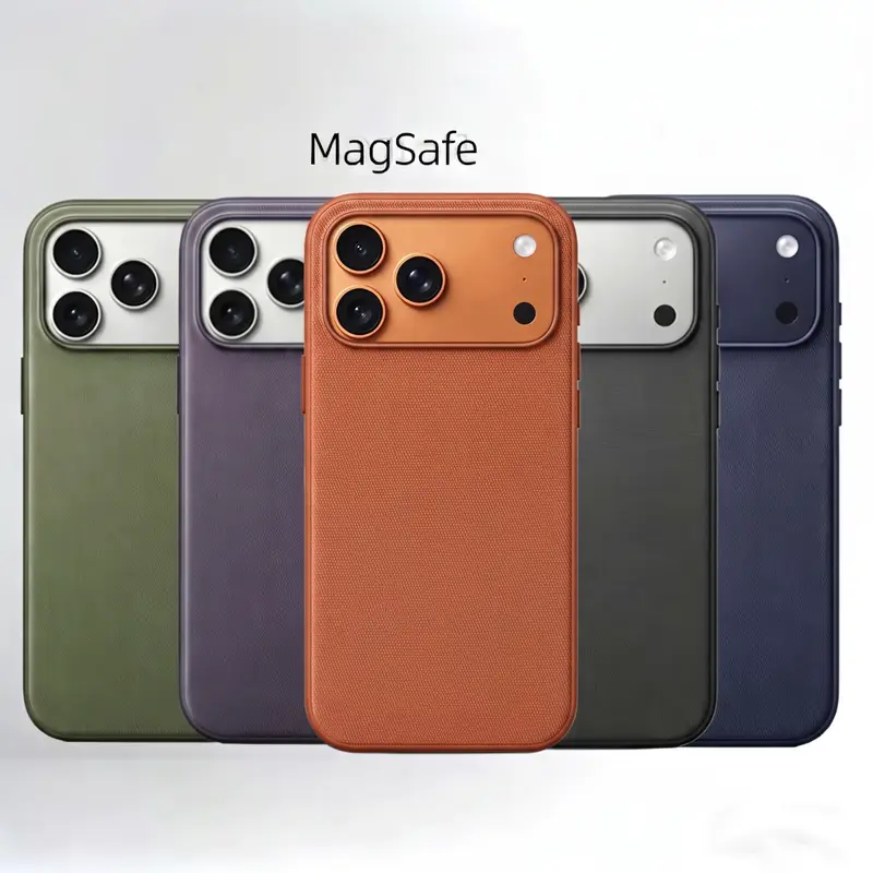 Woven Fabric MagSafe-Compatible Protective Cellphone Case - Raised Bezels, Shockproof, Non-Slip, Durable Accessory for iPhone 13/14/15/16 Pro, Pro Max & 17 Air, Retro Bag-Inspired Hyperrealism Glam Design for Handheld Devices