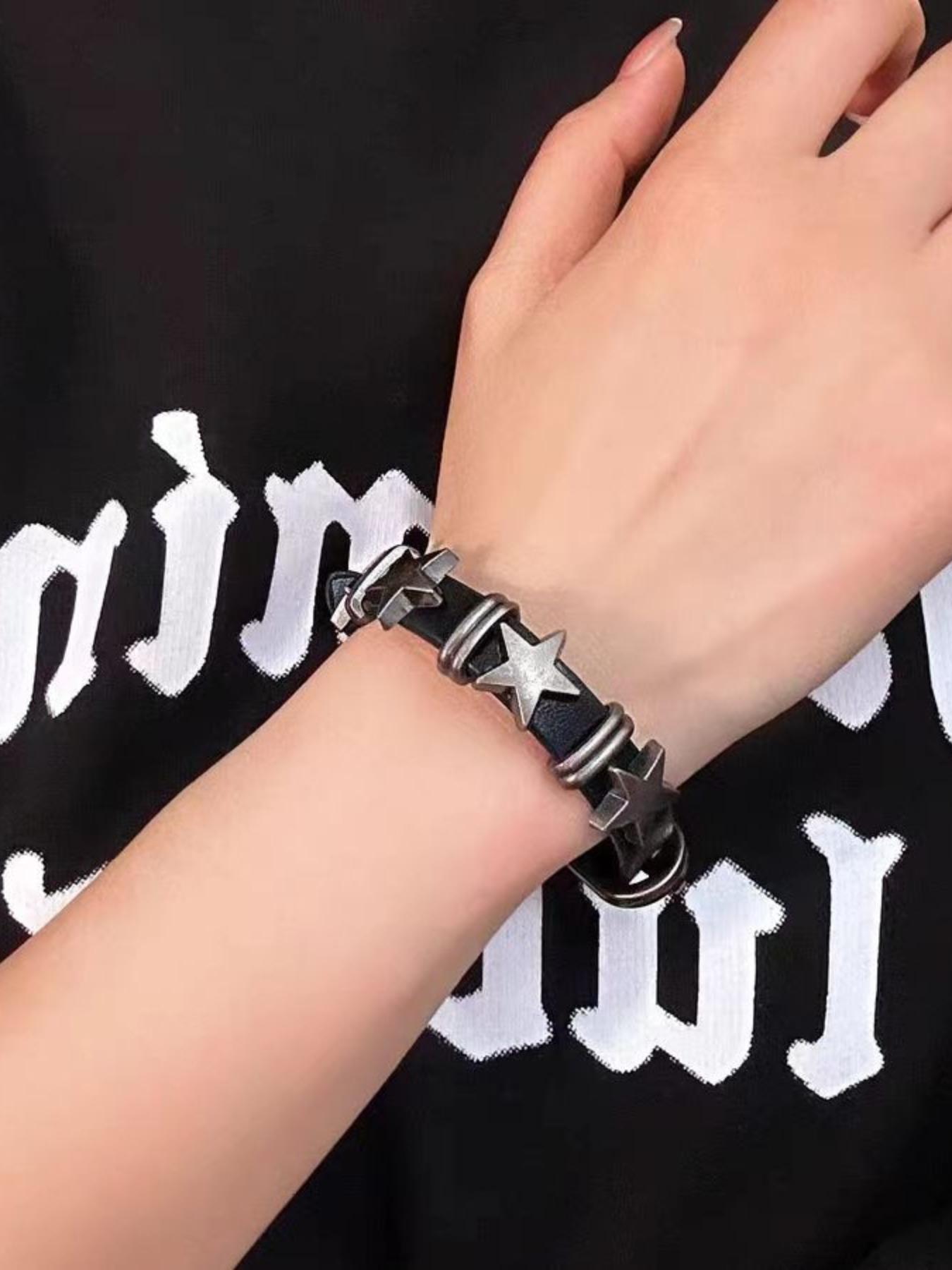 Punk Star Decor Pu Leather Bracelet, Adjustable Fashion Accessories for Both Men & Women for Party, Daily Clothing Decor,  All-match & Exquisite Jewelry