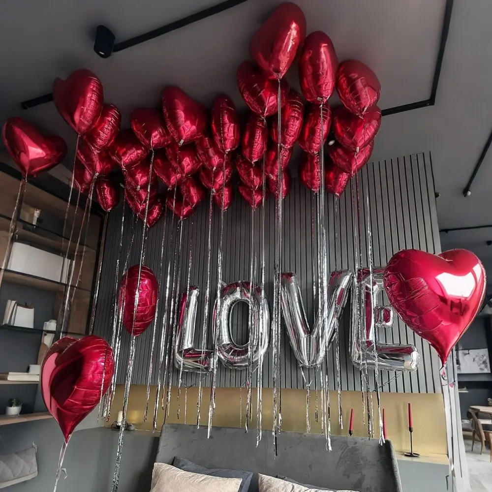 Aluminum Heart Silver Color Love Letters, Perfect for Wedding Anniversary, Valentine's Day, Romantic Special Night Parties