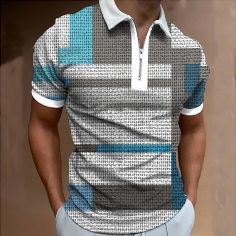 Kyn Apparel Mens Sport Knitted Short Sleeve Polo Shirt 3d Printing High Quality Hot Selling Men's Wear