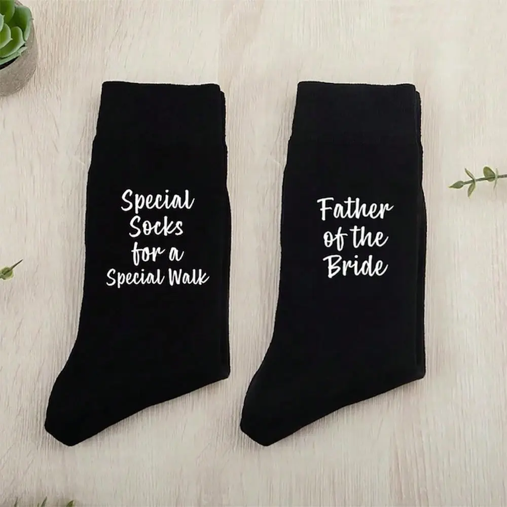 black Special Socks for a Special Walk Father of the bride socks Groom to be Wedding day engagement bachelor party Bach weekend decoration dad gift present photo props