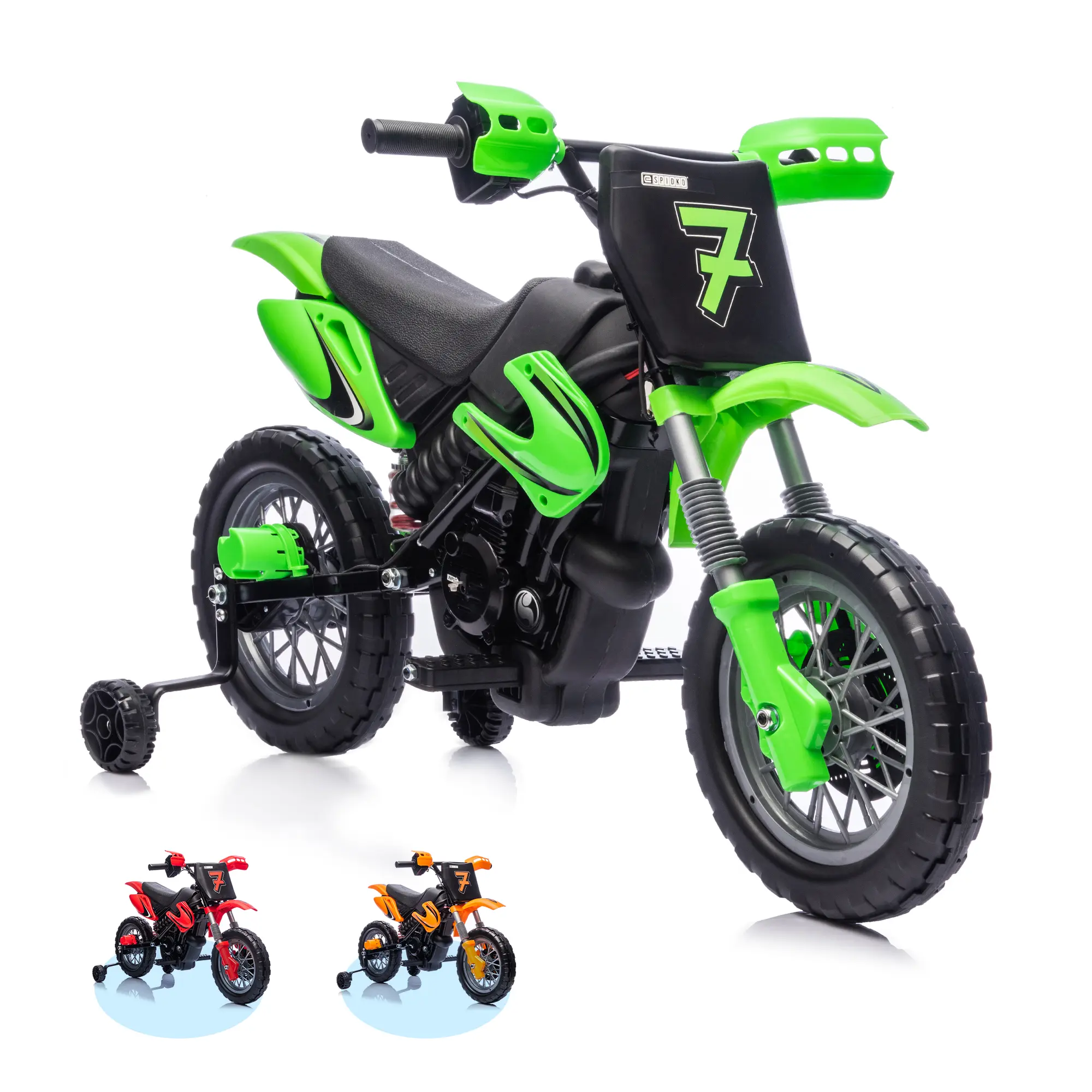 12V Kids Motorcycle – 2x25W Ride-On Motorbike with Training Wheels, Throttle Control, Multi Music & Spring Suspension