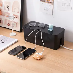 Open-Top Cable Management Box with Cord Slot, Desktop Cable Organizer, Essential Tool for Organizing Cables, Perfect for Home Office Use, Desk Accessories