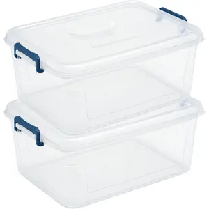 Plastic Storage Bins with Lids, Clear Stackable Storage Containers - 16 Qt - 2 Pack