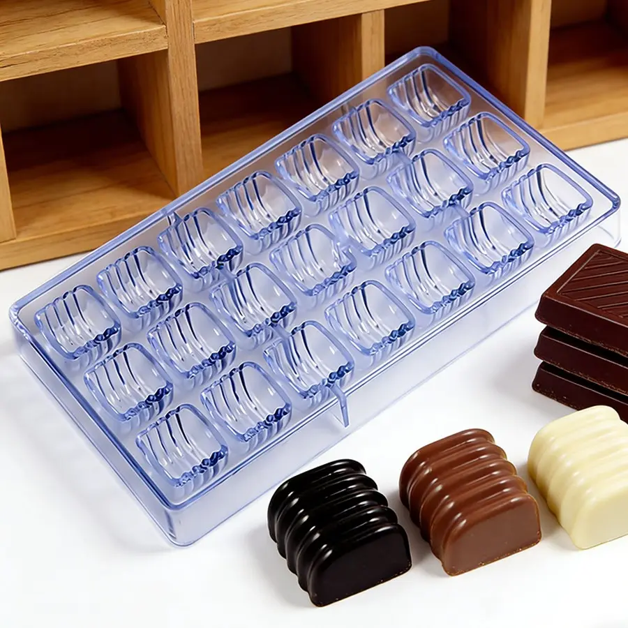 Wave Shape Plastic Chocolate Mold, 21 Cavity Clear Candy Mould, DIY Chocolate, Jelly, Bath Bombs, Valentine's Day Gifts