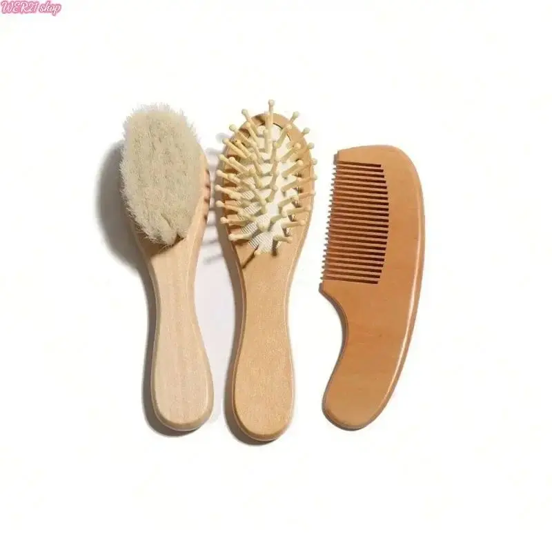 Baby Grooming Care Set, Soft Wooden Massage Comb & Cradle Cap Brush for Newborns, Gentle Infant Bath Hair Brush, Safe Hair Dirt Removal Tool, Essential Toddler Toiletry Accessory for Daily Bath Time & Infant Scalp Care sohochic