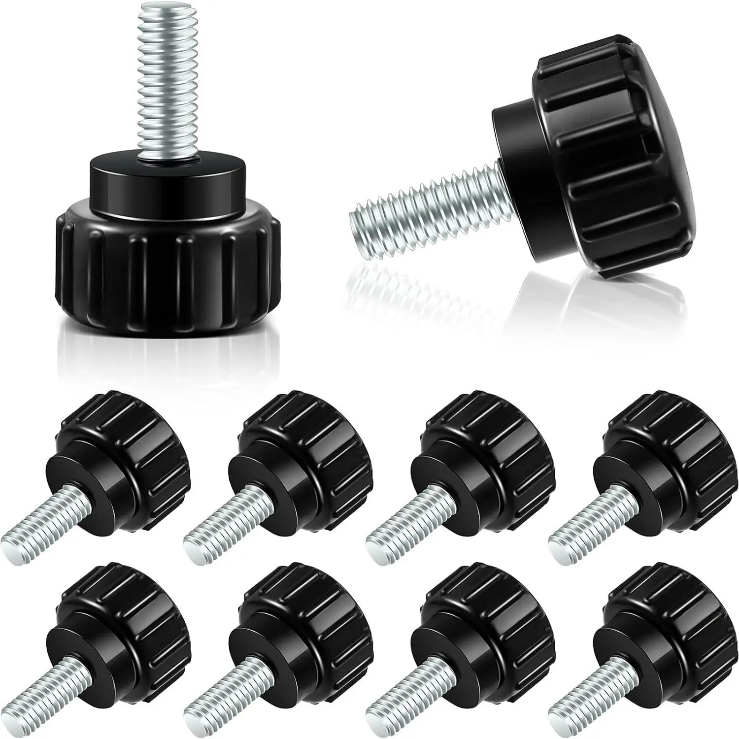 Threaded Knurled Thumbscrew  Mount Screws  Knobs  Screws Carbon Steel Clamping Knobs Grip Thumb Screw Mounting Thumb Screw, Black(10 Pieces,M4 x 10 mm)